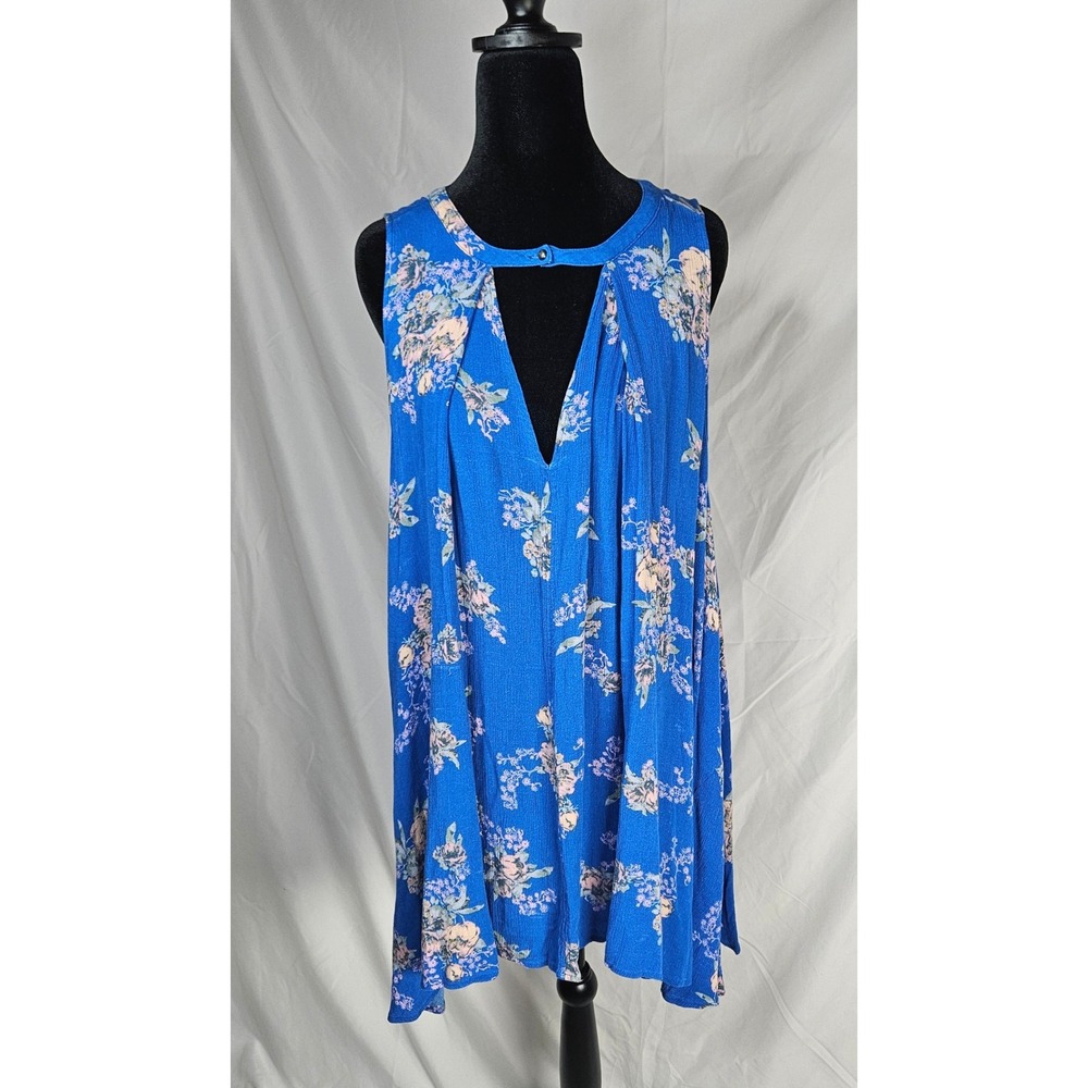 Women's Free‎ People Sleeveless Floral Print Tunic Top Trapeze Tank Mini Dress